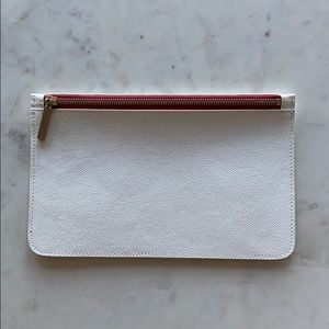 Truffle White Saffiano Leather Pouch